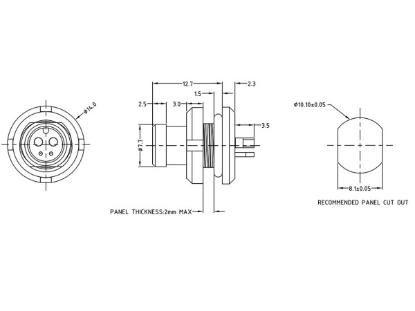 Male panel mount connector